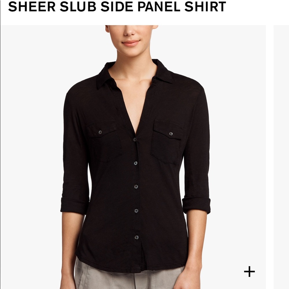 James Perse Sheer Slub Side Panel Shirt NWOT